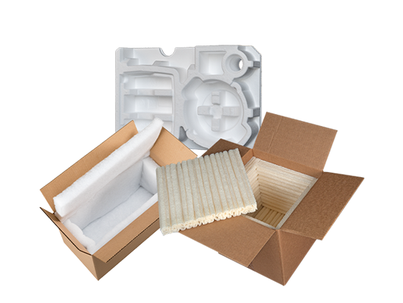 Enviromentally friendly packaging options including biodegradable corn starch packaging inserts and PET insulators
