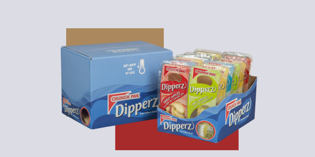 Shelf-ready packaging for Crunch Pak Dipperz